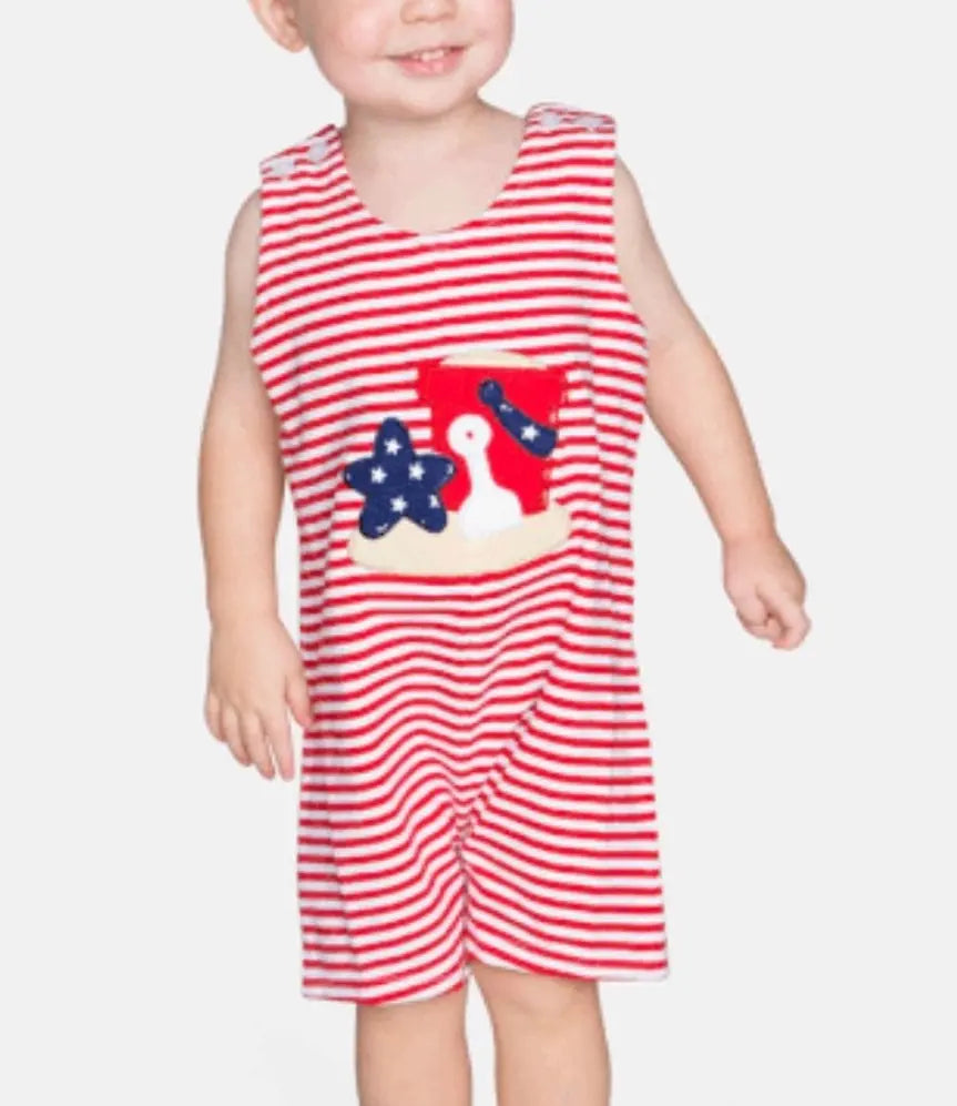 Applique Beach Bucket Boy Shortall - Image #1