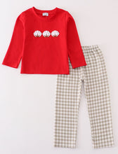 Load image into Gallery viewer, Maroon cotton french knot boy set
