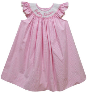 Baby Sister Smocked Pink Check
Seersucker Angel Wing Bishop