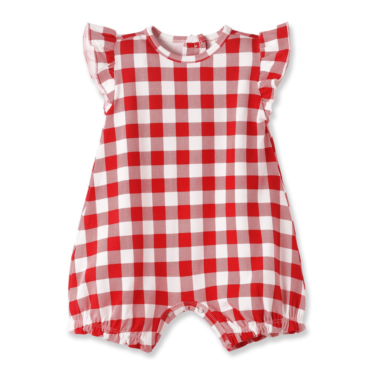 Picnic Plaid Soft Bamboo Bubble Romper for Baby Girls