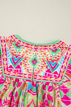 Load image into Gallery viewer, Orange Geometric Print Long Sleeve Keyhole Back Blouse - Image #5
