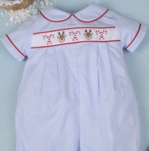 Reindeer and Candy Cane Embroidered Boy
Long Bubble Romper