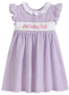 Purple Seersucker Birthday Girl Smocked Dress - Image #1