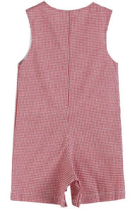 Red Gingham Cow Applique Shortall - Image #3