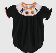 Load image into Gallery viewer, Preorder ETA 7/15-8/15-Black and Orange Boo Halloween Romper - Image #1
