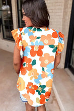 Load image into Gallery viewer, Women Floral Notched V Neck Ruffled Sleeve Blouse - Image #2
