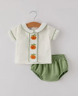Fall Halloween & Thanksgiving Applique Boys Bloomers Romper set-Ships 10/10