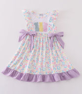 Purple easter bunny french knot girl dress