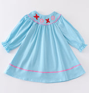 Blue valentine XOXO smocked girl dress