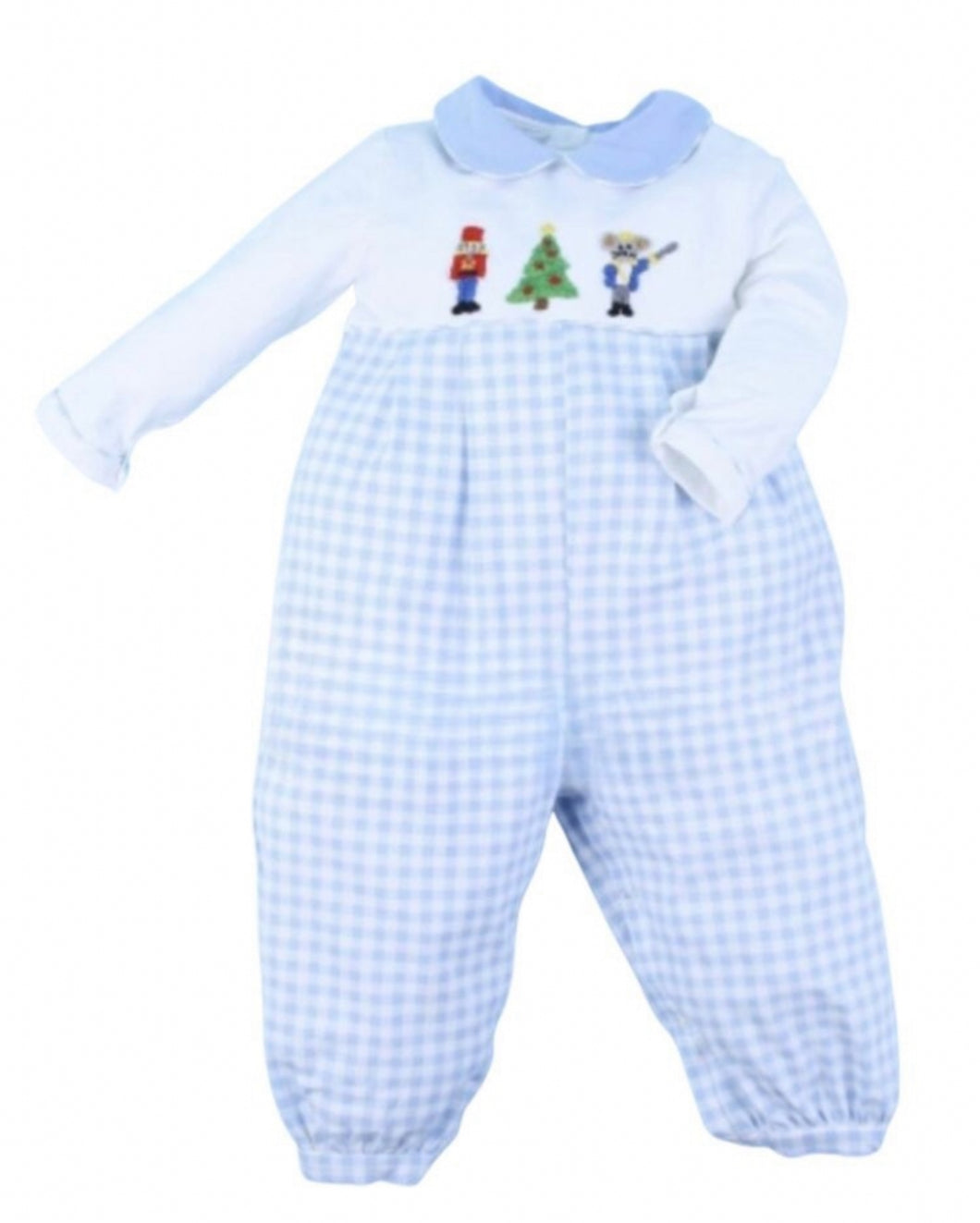 Nutcracker Baby Blue Gingham Boy Bubble