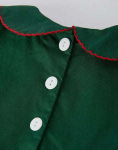 Girls Holiday Outfit - Santa Bow Green Christmas Dress-Ships 11/10