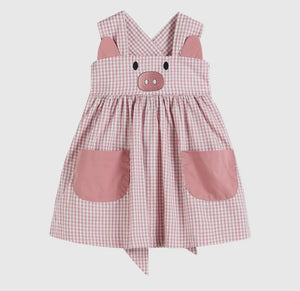 Rose Gingham Little Piggy Sleeveless A-Line Dress