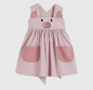Rose Gingham Little Piggy Sleeveless A-Line Dress