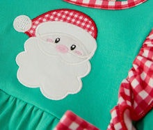 Load image into Gallery viewer, Christmas Cute Santa Applique Red Plaid Bow Baby Girls Romper-Ships by 10/15
