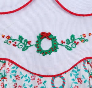 Christmas pattern printing 4.0 hand smocked long sleeves bubble