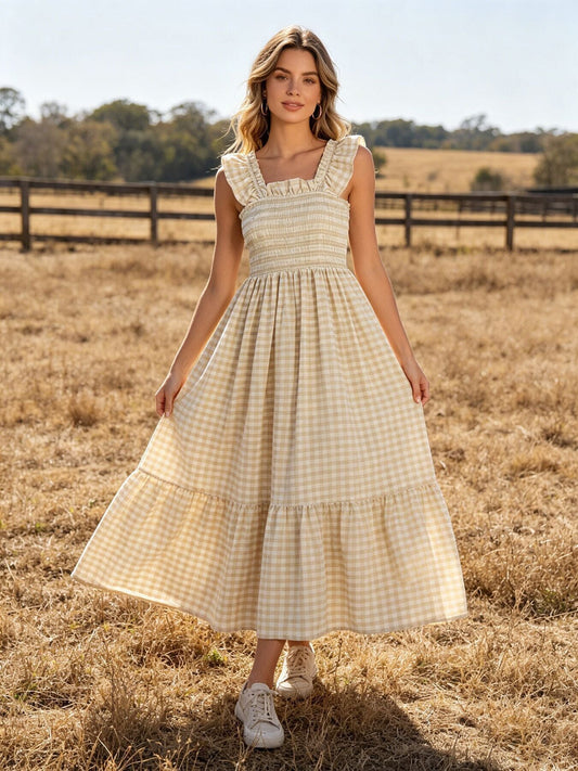 Mommy & Me Adult Plaid Smocked Dress