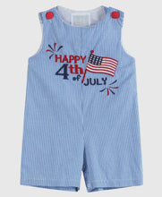 Load image into Gallery viewer, Happy 4th of July Blue Gingham Shortalls - Image #1
