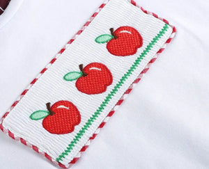 Smocked T-shirt with Apple and Red Shorts - Image #2