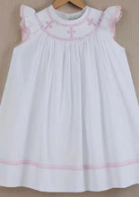 Load image into Gallery viewer, White and Light Pink Cross Bishop Dress - Image #1
