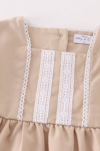 Premium Sand lace ruffle dress