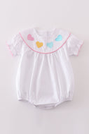 Premium white valentine heart embroidery girl bubble