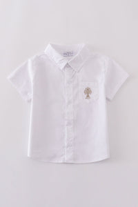 Premium cross embroidery button down shirt