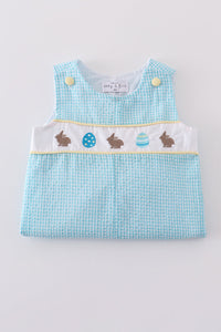 Premium mint bunny egg embroidery gingham jonjon