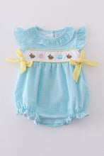 Load image into Gallery viewer, Premium mint bunny egg embroidery gingham bubble
