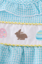 Load image into Gallery viewer, Premium mint bunny egg embroidery gingham bubble
