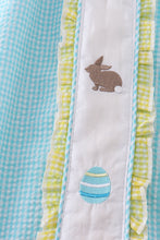 Load image into Gallery viewer, Premium mint bunny egg embroidery gingham dress
