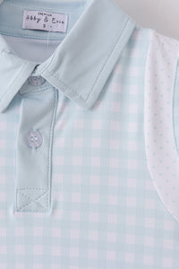 Blue active gingham shorts dress set