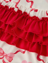 Load image into Gallery viewer, Preorder-Girls Valentine Romper with Heart Print and Bowknot Design-Ships 11/20
