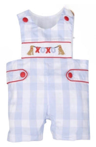 Shortalls with Hand Smocked XOXO