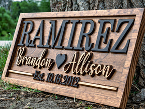 Bridal Shower Gift | Personalized Wedding Gift Last Name Established Sign | Anniversary Gift | Engagement Gifts | Valentines Day Gift | Wood Wedding Sign | Name Heart Sign | Couples Gift