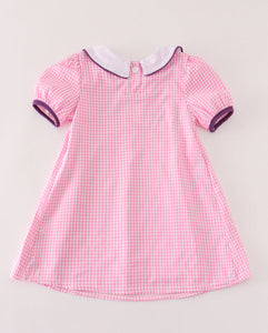 Pink plaid halloween embroidery dress