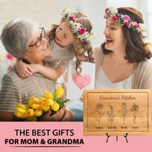 Load image into Gallery viewer, Personalized Cutting Board For Mom - Grandma, Birth Flower Grandmom&#39;s Garden, Mothers Day Gifts For Grandma, Christmas and Birthday Gifts For Mom From Son, Daughter, Chopping Board for Mama&#39;s Kitchen
