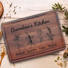 Load image into Gallery viewer, Personalized Cutting Board For Mom - Grandma, Birth Flower Grandmom&#39;s Garden, Mothers Day Gifts For Grandma, Christmas and Birthday Gifts For Mom From Son, Daughter, Chopping Board for Mama&#39;s Kitchen
