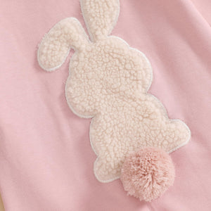 Easter Baby Boy Girl Outfit Embroidery Bunny Rompers Bunny Tail Jumpsuit Unisex Newborn Infant Easter Clothes (Pink, 0-3 Months)