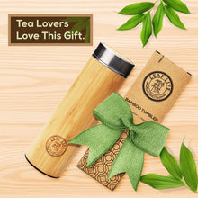 Load image into Gallery viewer, LeafLife Premium Bamboo Tea Bottle for Loose Tea - Tea Infuser Bottle - Tea Gifts - Insulated Water Bottle/Coffee Tumbler/Tea Thermos - Tea Gift Set, Tea Accessories - Tea Tumbler 17oz
