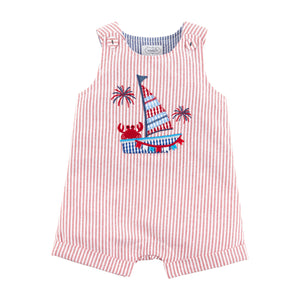 Mud Pie Baby Boys Sailboat Jon Jon, Red