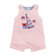 Load image into Gallery viewer, Mud Pie Baby Boys Sailboat Jon Jon, Red, 12-18M
