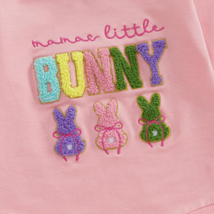 Newborn Baby Boy Girl Easter Outfit Embroidery Bubble Romper Sweatshirt Infant Easter Bunny Clothes (Light Pink, 0-3 Months)