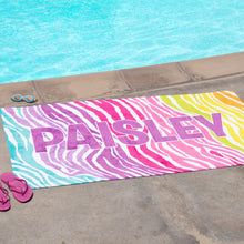 Load image into Gallery viewer, Let&#39;s Make Memories Personalized Beach Towel - Flowers - Vacation Gear - for Beach and Pool Lovers - Oversized - Customize with Name
