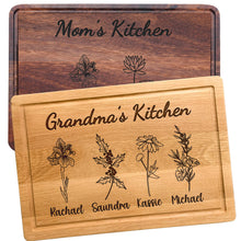 Load image into Gallery viewer, Personalized Cutting Board For Mom - Grandma, Birth Flower Grandmom&#39;s Garden, Mothers Day Gifts For Grandma, Christmas and Birthday Gifts For Mom From Son, Daughter, Chopping Board for Mama&#39;s Kitchen
