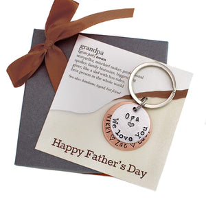 Personalized Father's Day Keychain - Gift for Dad or Grandpa - Mixed Metal Key Chain