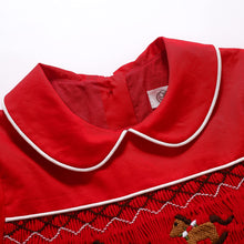 Load image into Gallery viewer, Pettigirl Girls Christmas Dresses Red Embroidery Bubble Sleeve Smocked Dresses for Girls Size 2 3 4 5 6 8 10 12 Clothing
