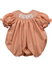 Load image into Gallery viewer, Clemson Tigers Smocked
Gingham Short Sleeve Girls Bubble - Image #1
