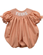 Clemson Tigers Smocked
Gingham Short Sleeve Girls Bubble - Image #1