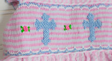 Load image into Gallery viewer, Girls Smocked Cross Seersucker Dress
