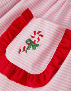 Christmas Candy Cane Embroidery
Striped Girl Set with Pocket Ruffles